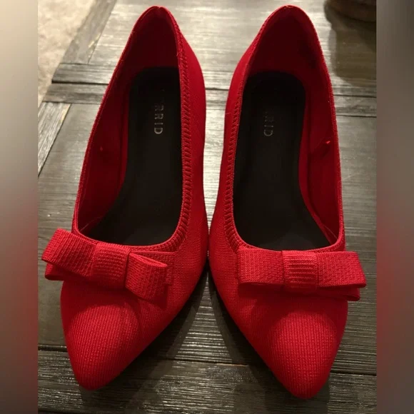 torrid Shoes Torrid Christmas Red Block Heel Pumps With Bow